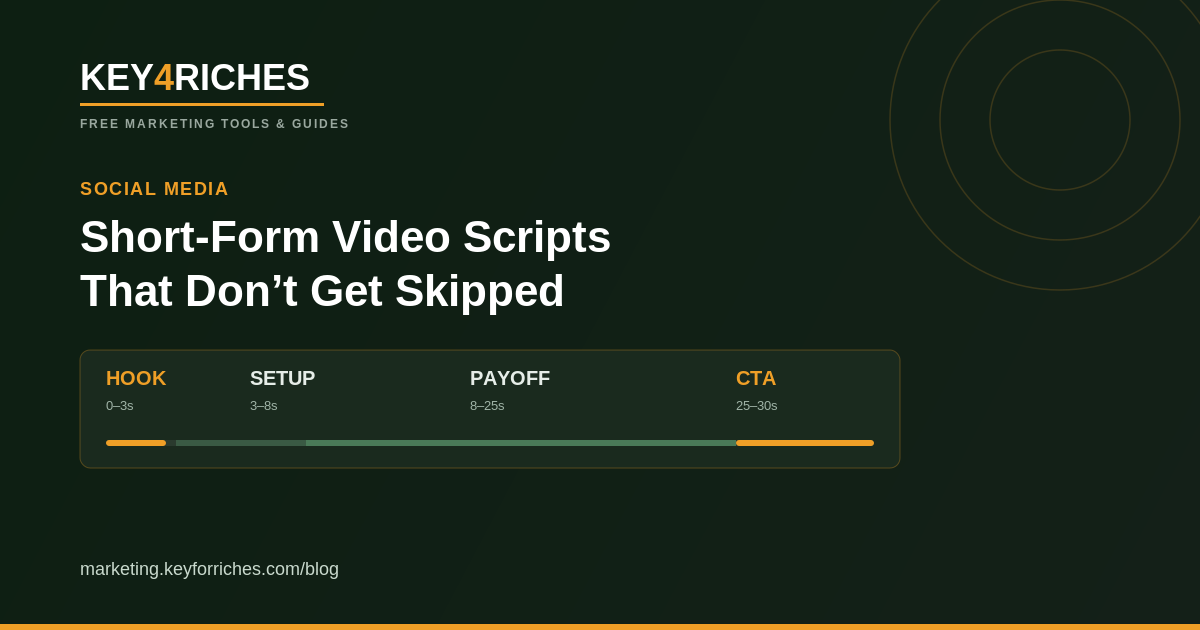 Short-form video scripts that don't get skipped — Key For Riches Social Media guide